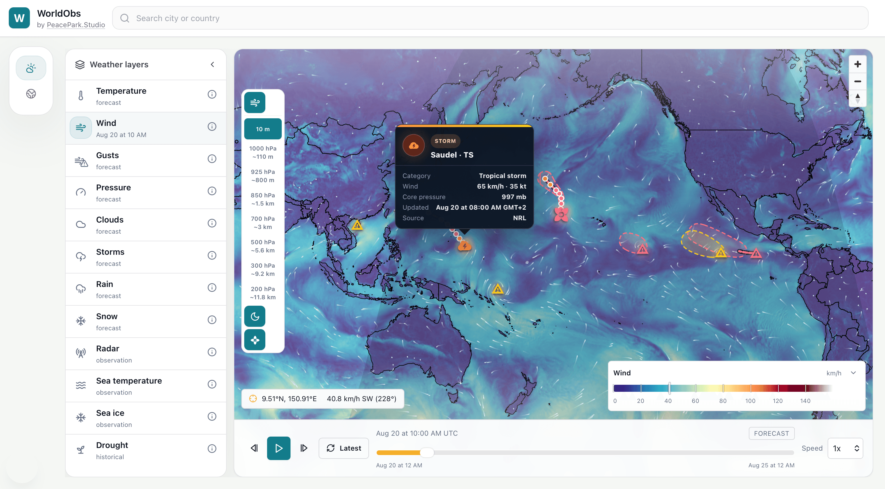 Winds and tropical systems